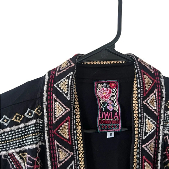Johnny Was Black Embroidered Open Front Cardigan - Picture 4 of 9